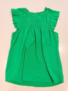 Monteau Green Smocked Flutter Sleeve Tank Top